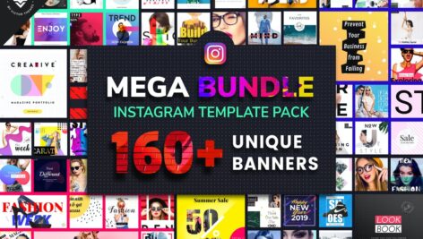 دانلود بسته مگا باندل ۱۶۰ تایی اینستاگرام Instagram Mega Bundle Template Pack