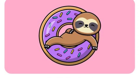 لوگوی تنبل روی دونات Sloth On Doughnut