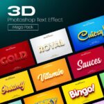 دانلود پک افکت های لایه باز سه بعدی متن در فتوشاپ 3D Photoshop Text Effects Pack