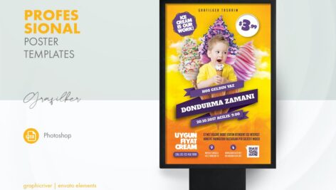 دانلود پوستر لایه باز تبلیغاتی بستنی فروشی Ice Cream Poster