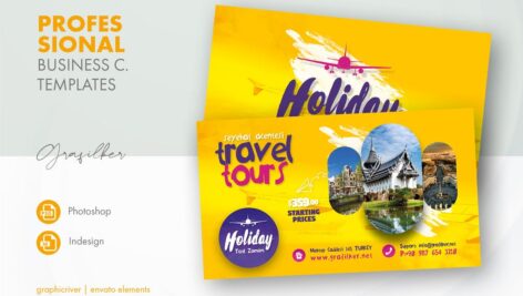 دانلود کارت ویزیت لایه باز آژانس های مسافرتی Travel Tours Business Card