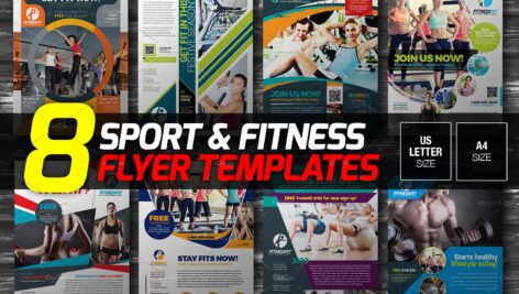 دانلود مجموعه تراکت و بروشور لایه باز ورزشی و فیتنس Sport & Fitness Flyers Bundle