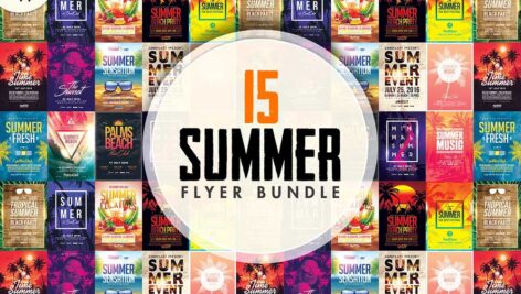 دانلود ۱۵ تراکت لایه باز تبلیغاتی Summer Beach Flyer Bundle