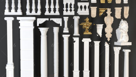 دانلود آبجکت های سه بعدی گچبری و ستون و المان های کلاسیک
