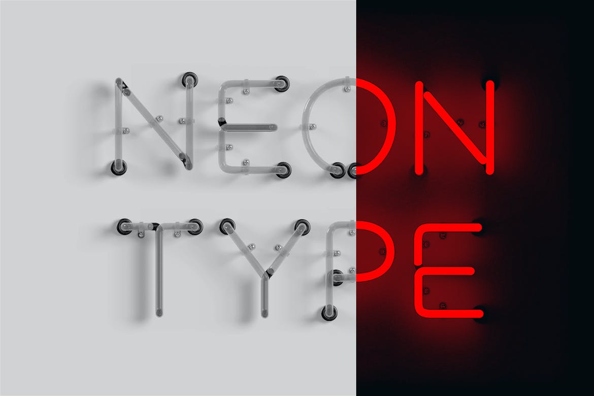 دانلود طرح زیبا و جذاب حروف نئون Neon Type