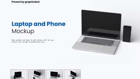 موکاپ لپ تاپ و موبایل Laptop & Phone Mockup