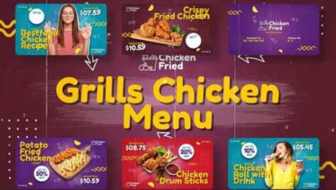 پروژه افترافکت تبلیغ ترکیبی منوی مرغ گریل Grill Chicken Menu Combo Promo