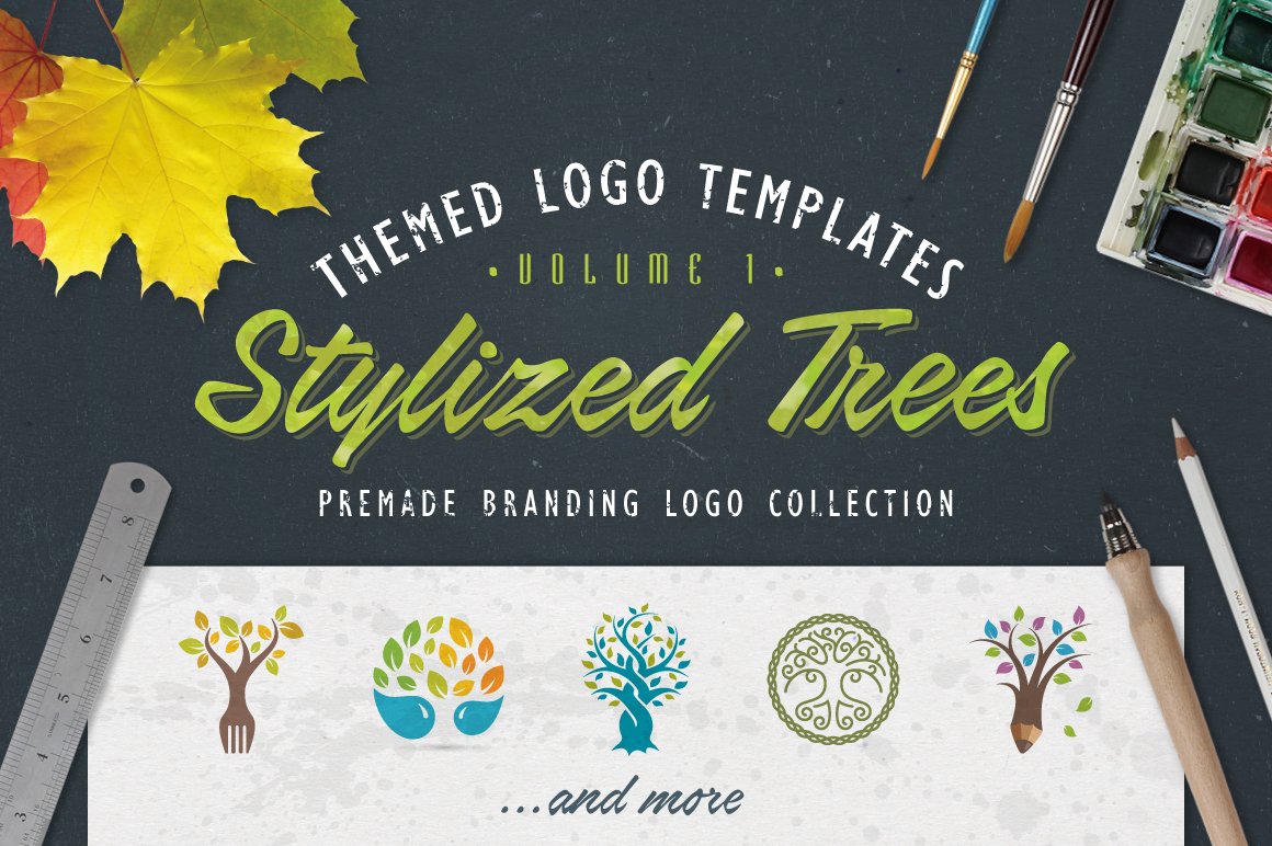 دانلود باندل لوگو طرح درخت Logo Bundle Vol.1 - Stylized Trees