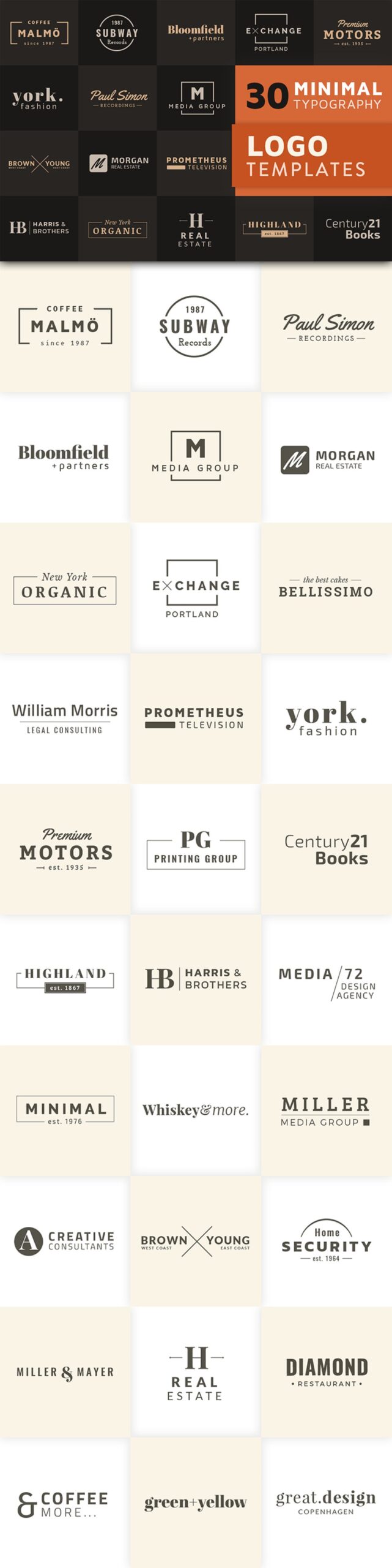 دانلود 30 لوگوی تایپوگرافی مینیمال 30Minimal Typography Logo Templates