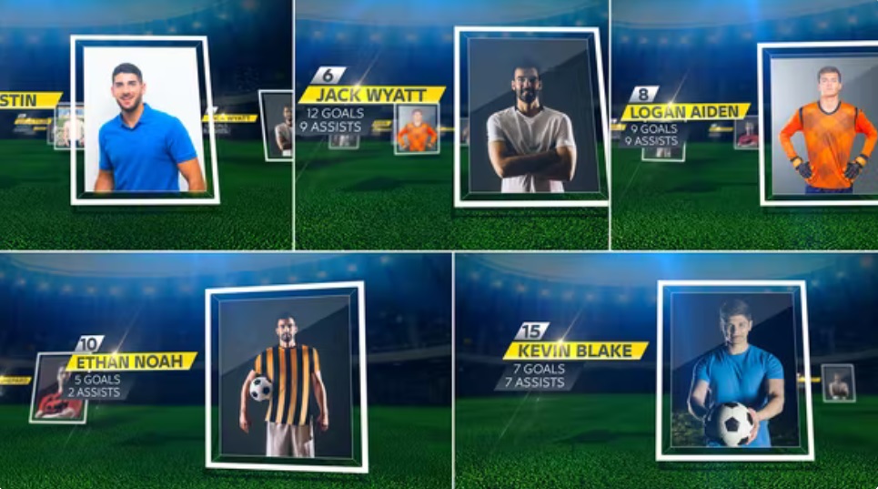 پروژه افترافکت اینترو فوتبالی با نمایش ترکیب اولیه تیم فوتبال Soccer Starting Lineup