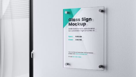 موکاپ تابلوی شیشه ای Portrait Glass Sign Mockup