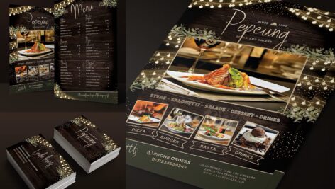 منوی غذا و کارت ویزیت چوبی Rustic Menu & Business Card