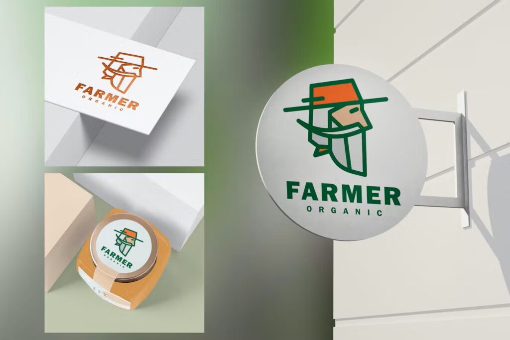 لوگوی کشاورز و غذای ارگانیک Farmer Organic Food Logo