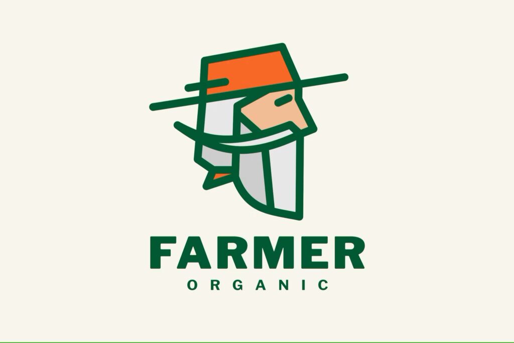 لوگوی کشاورز و غذای ارگانیک Farmer Organic Food Logo