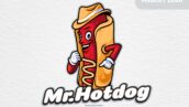 لوگوی کارتونی هات داگ Hotdog Cartoon Mascot Logo
