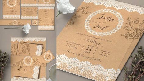 مجموعه کارت دعوت عروسی Lace Wedding Invitation Set
