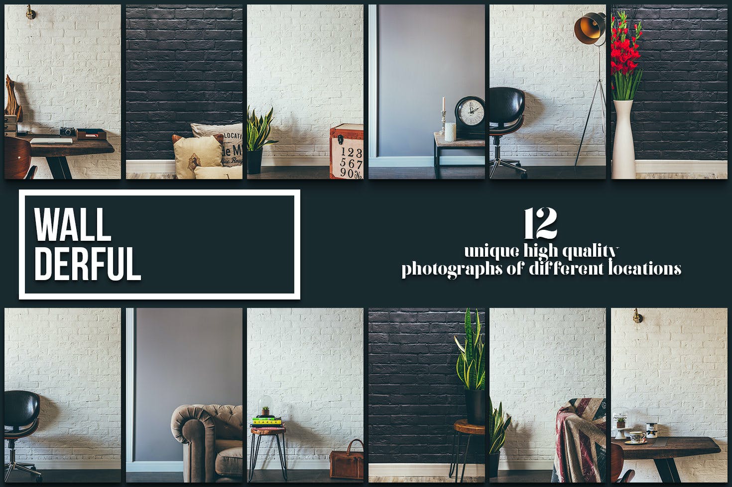 دانلود مجموعه موکاپ فرم روی دیوار Wallderful - Frames Mockups