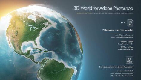 دانلود لایه باز کره زمین سه بعدی Photoshop 3D World Earth Globe