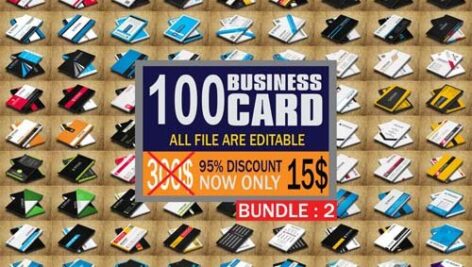 دانلود مجموعه ۱۰۰ کارت ویزیت لایه باز Business Card Design Bundle