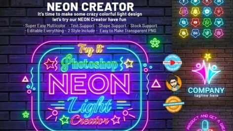 دانلود فایل لایه باز ساخت اشکال و متن نئونی Neon Effect