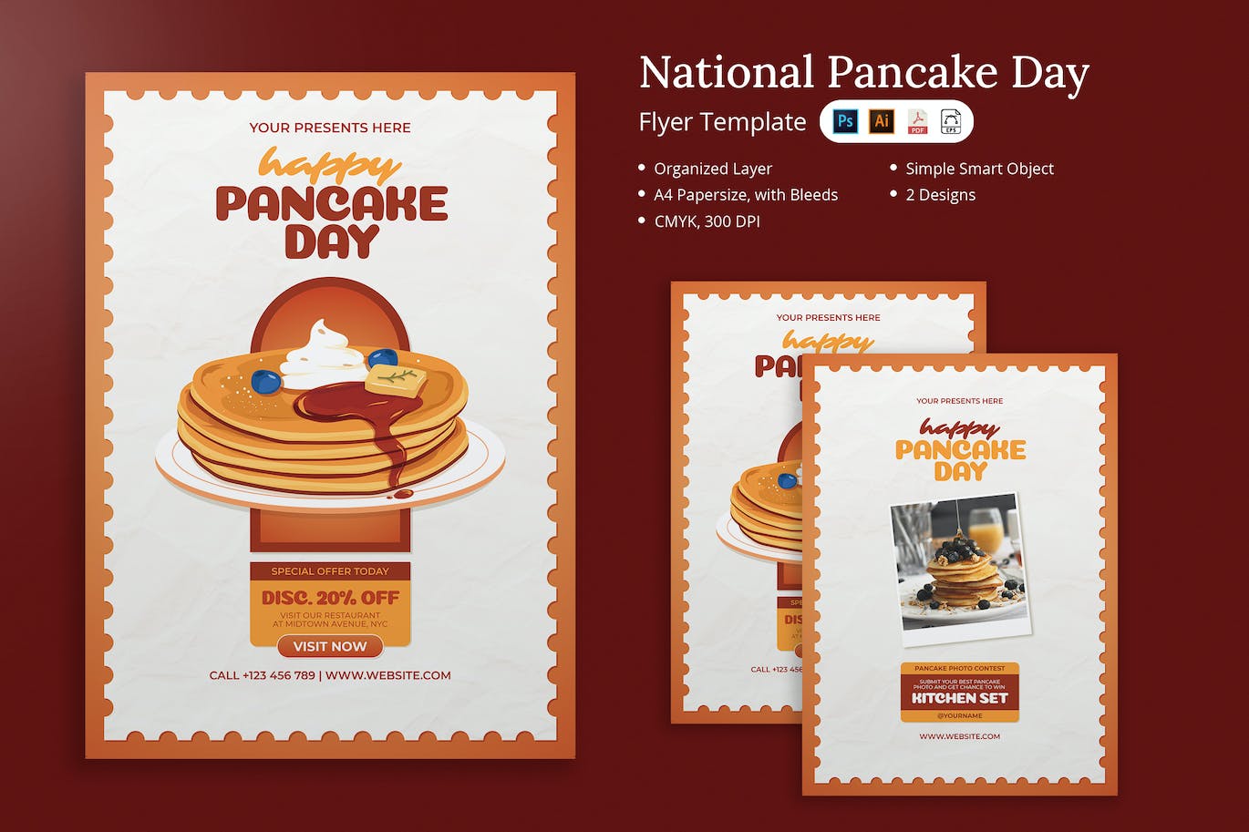 دانلود بروشور جشنواره پنکیک National Pancake Day Flyer