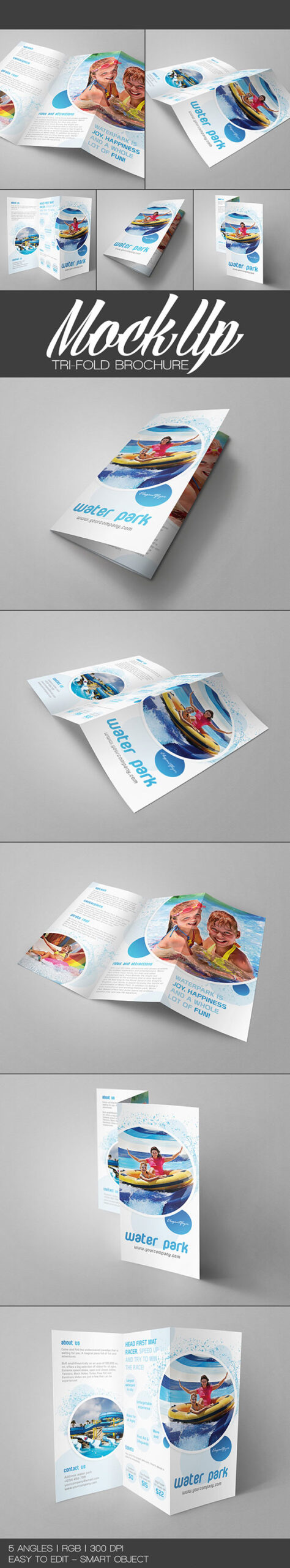 دانلود بروشور لایه باز چند لت Tri-Fold Brochure MockUps