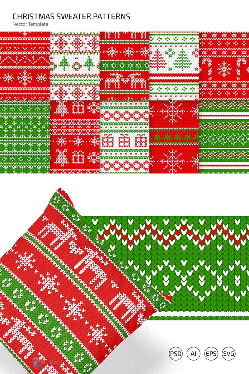 دانلود وکتور پترن ژاکت کریسمس Christmas Sweater Vector Pattern