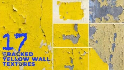 دانلود ۱۷ تکسچر سطح دیوار زرد ترک خورده Cracked Yellow Wall Surface