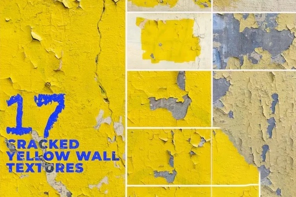 دانلود 17 تکسچر سطح دیوار زرد ترک خورده Cracked Yellow Wall Surface