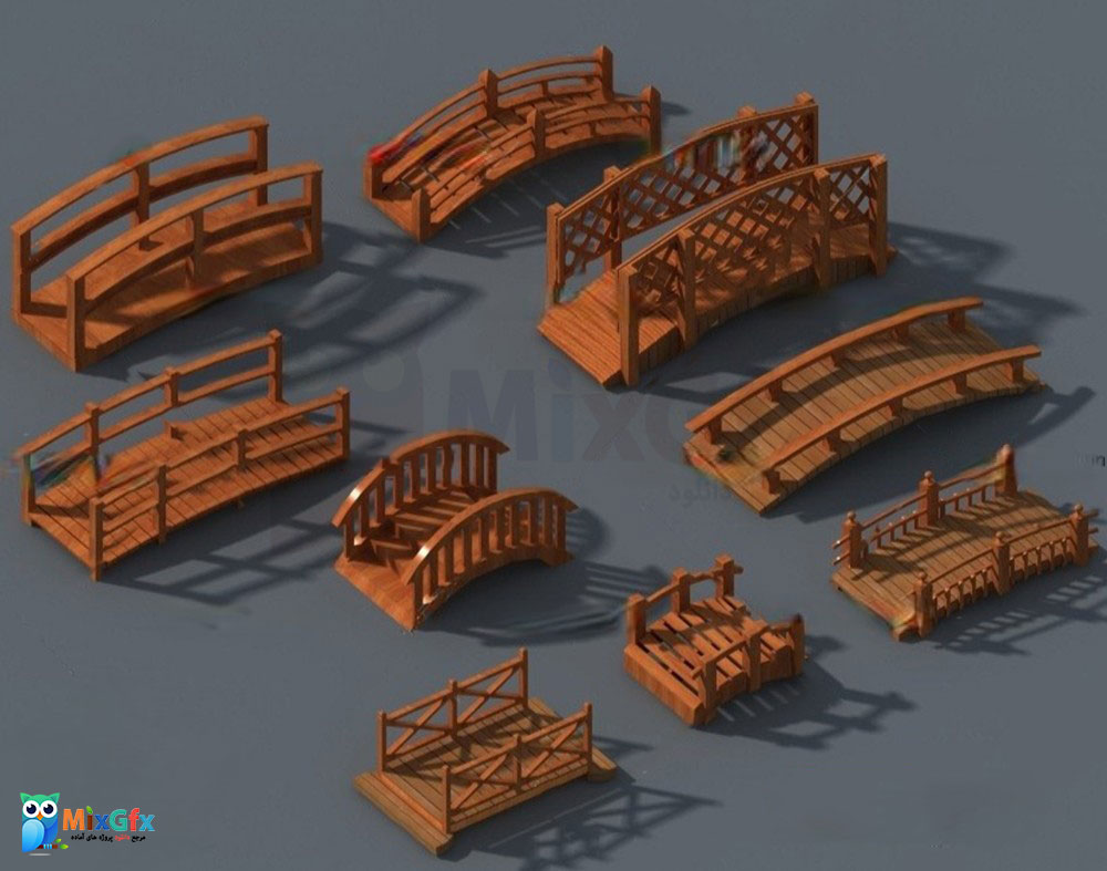 دانلود مجموعه آبجکت سه بعدی پل چوبی Bridge 3D