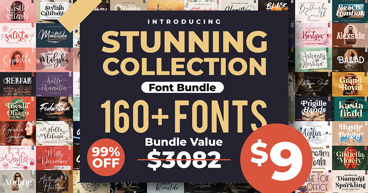 دانلود مجموعه فونت Creativefabrica Stunning Font Bundle 