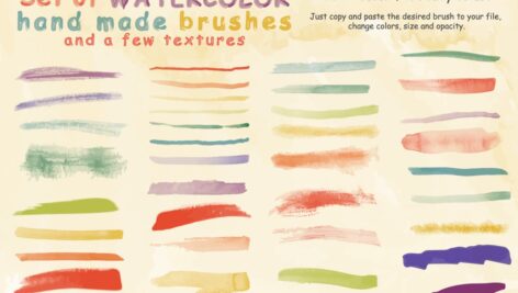 دانلود مجموعه براش ها و تکسچر های آبرنگی Set of Watercolor Brushes and Textures