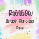 دانلود کلیپ آرت براش آبرنگی Rainbow Brush Strokes Clipart