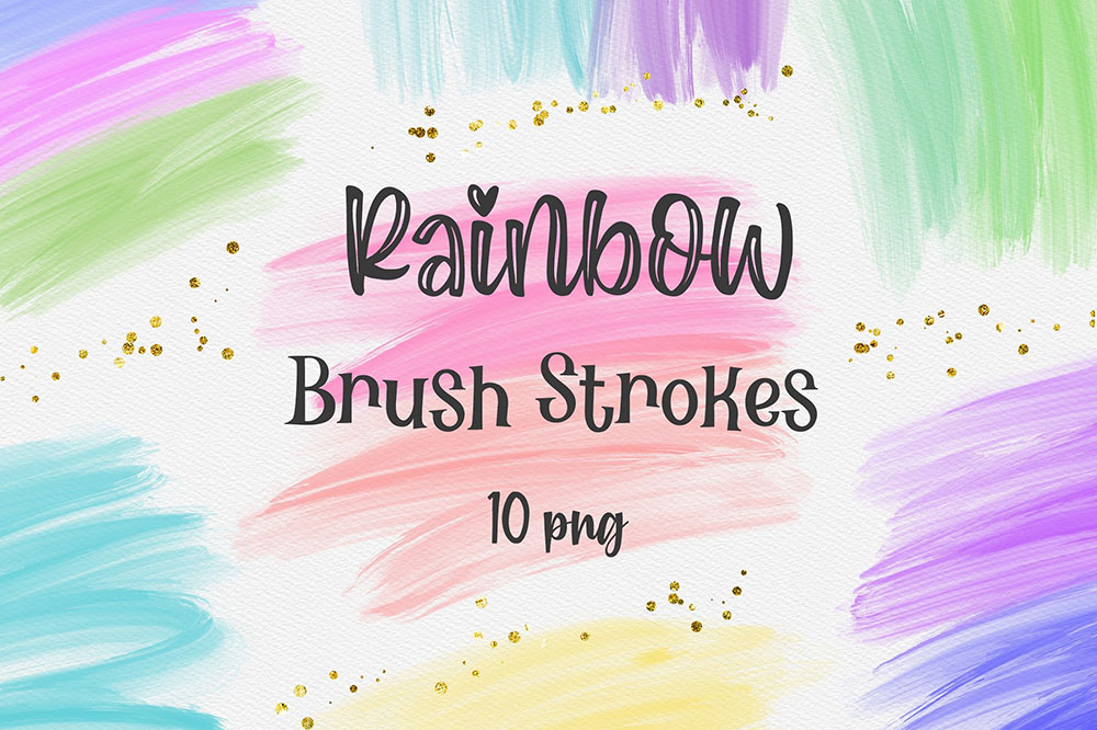 دانلود کلیپ آرت براش آبرنگی Rainbow Brush Strokes Clipart
