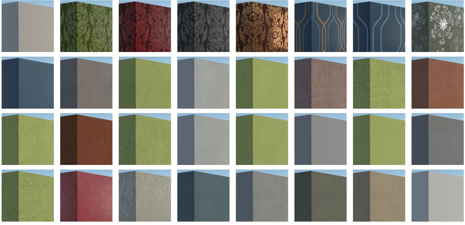 دانلود متریال رنگ و کاغذ دیواری تری دی مکس وی ری Vray Materials WallPaint & Wallpaper