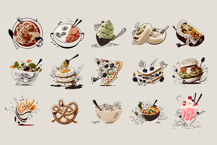 دانلود کیت تصاویر مواد غذایی Foodle Illustrations Kit