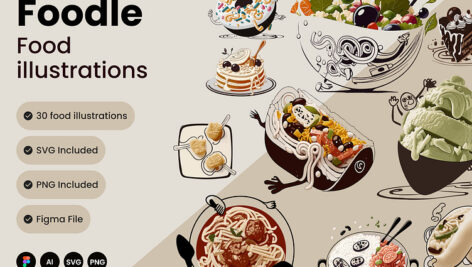 دانلود کیت تصاویر مواد غذایی Foodle Illustrations Kit