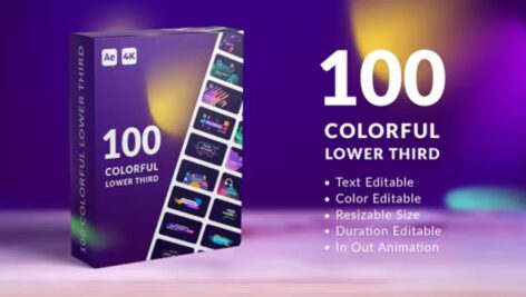 پروژه افترافکت 100 مدل زیرنویس رنگی 100Colorful Lower Thirds