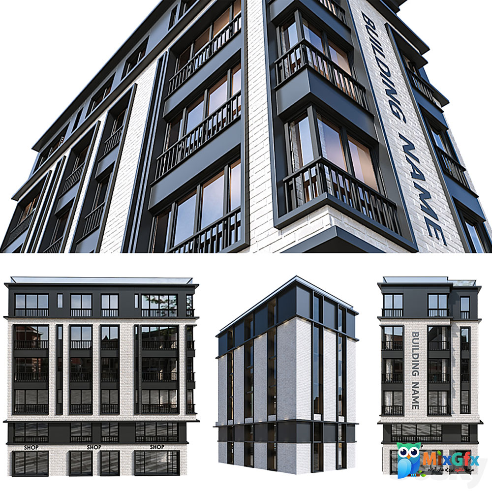 دانلود مدل سه بعدی حرفه ای ساختمان مسکونی مدرن