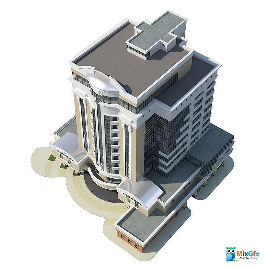 دانلود مدل سه بعدی نمای بیرونی مرکز خرید Business center 3D