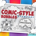 دانلود مجموعه تمبر کمیک حباب پروکرات Comic Bubble Procreate Stamp Set