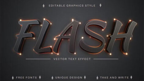 دانلود افکت متن جرقه ای Dark Sparks Editable Text Effect Font Style