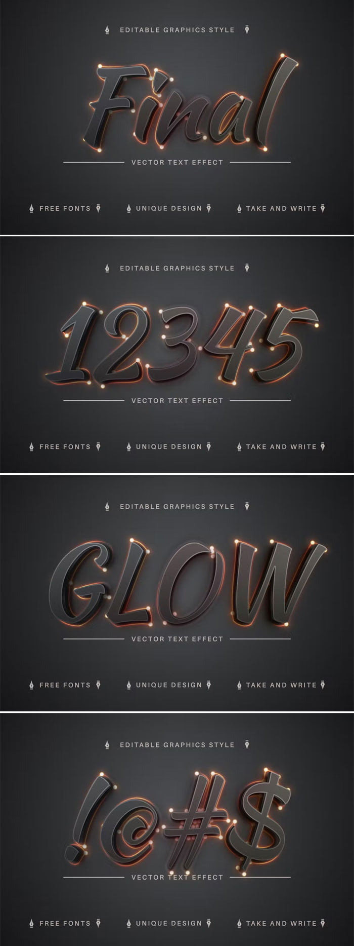 دانلود افکت متن جرقه ای Dark Sparks Editable Text Effect Font Style