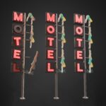 دانلود مدل سه بعدی تابلو نئون مٌتل Neon sign Motel