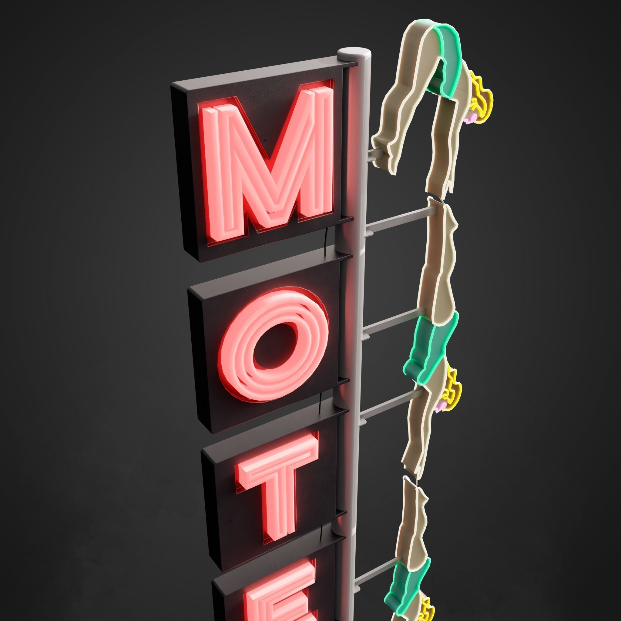 دانلود مدل سه بعدی تابلو نئون مٌتل Neon sign Motel