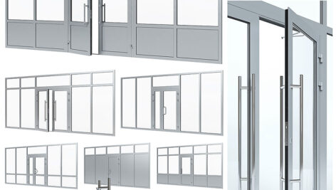 دانلود مدل سه بعدی درب آلومینیومی با پارتیشن Aluminium door with partitions