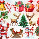 دانلود باندل کلیپ آرت آبرنگ کریسمس Cute Christmas Watercolor Clipart