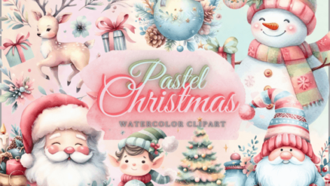 دانلود 54 پس زمینه PNG پاستیلی کریسمس Pastel Christmas Clipart