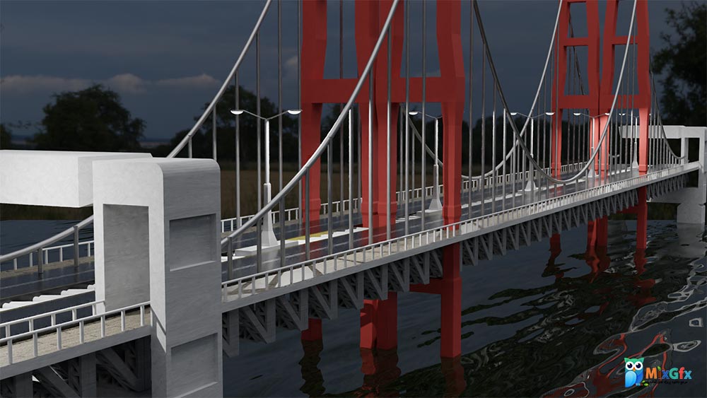 دانلود مدل سه بعدی پل سیمی با برنامه بلندر bridge in Blender