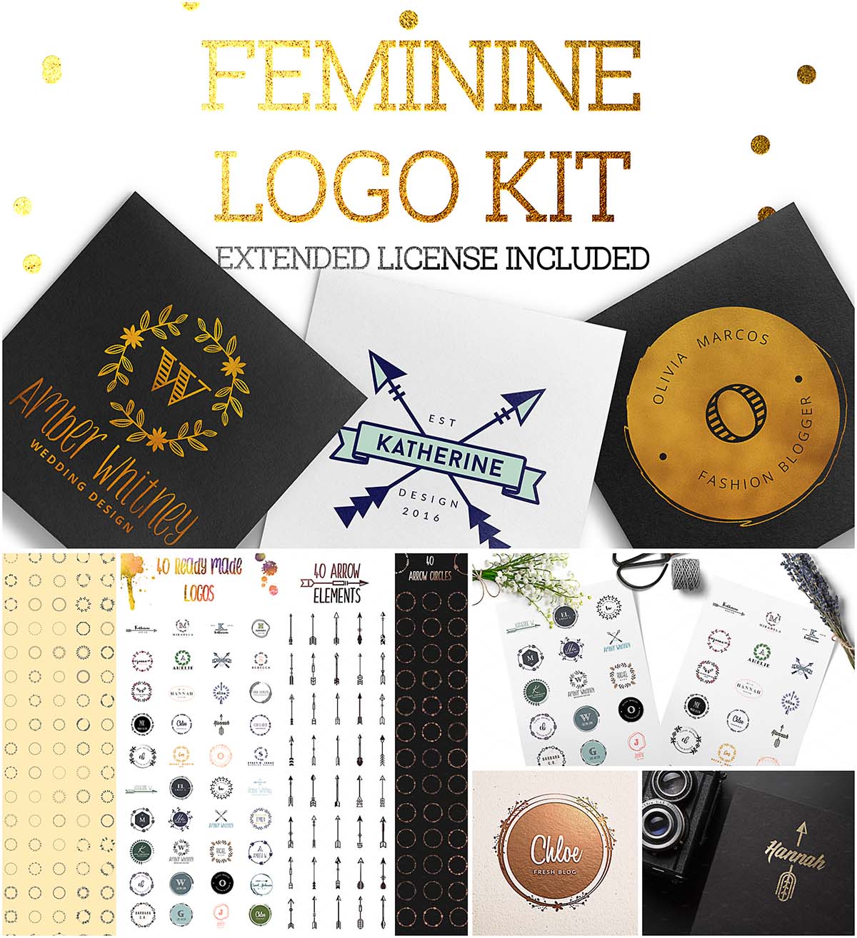 دانلود کیت 200 لوگوی زنانه Feminine Logo Kit